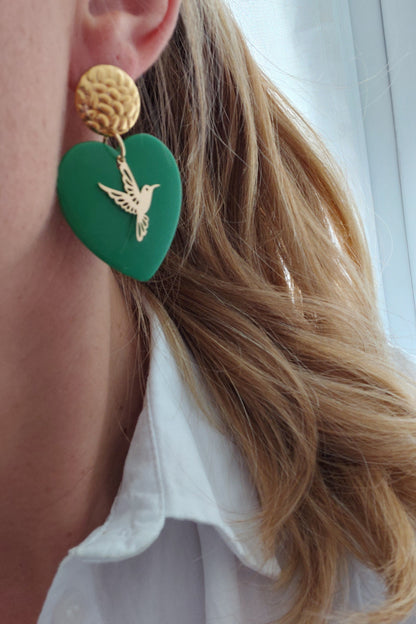 Boucles d'oreilles Pop Love ( Verte)