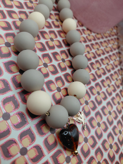 Collier Pop Love, Coeur Marron