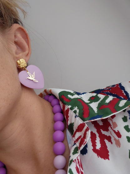 Boucles d'oreilles Pop Love ( Violet )