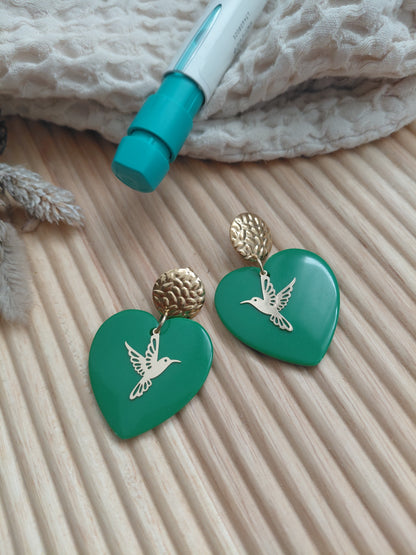 Boucles d'oreilles Pop Love ( Verte)