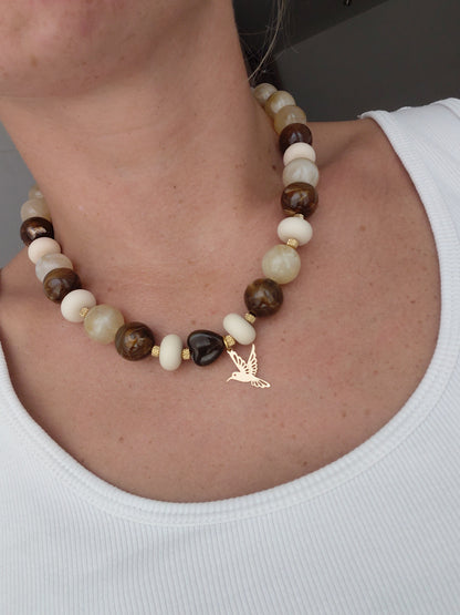 Collier Pop Love, Coeur Marron