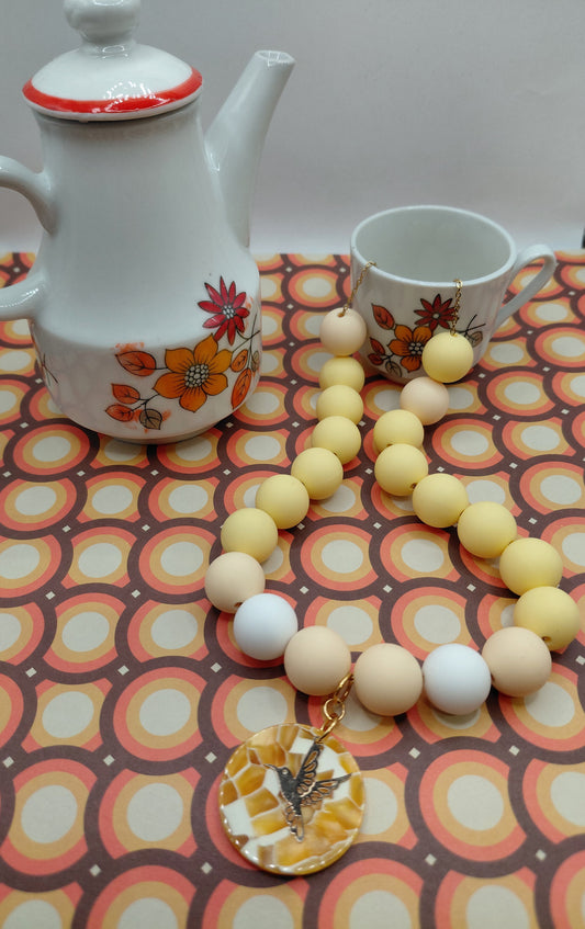 Collier Pop rétro Orange Jaune