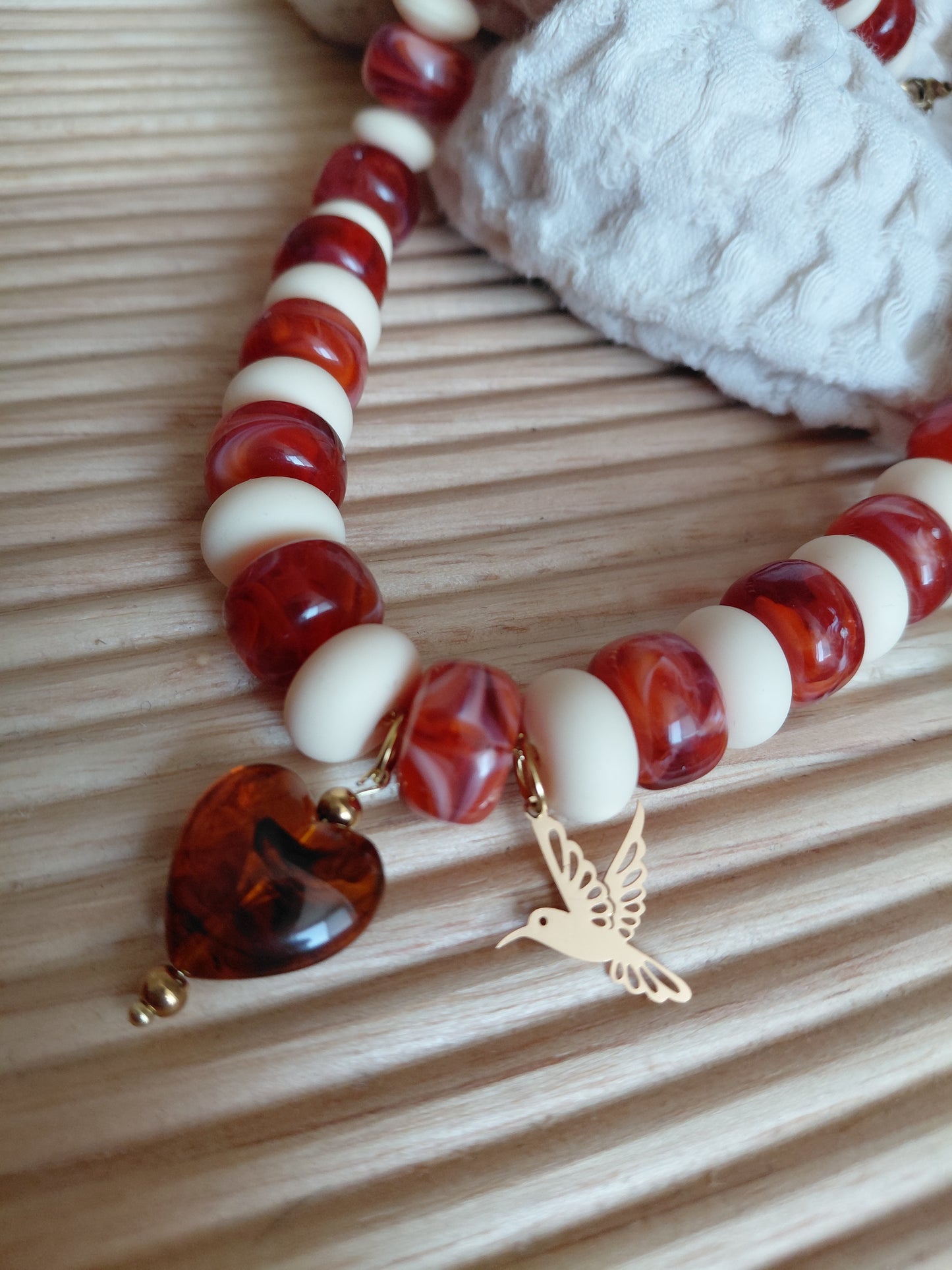 Collier Pop Love Rouge Marbré