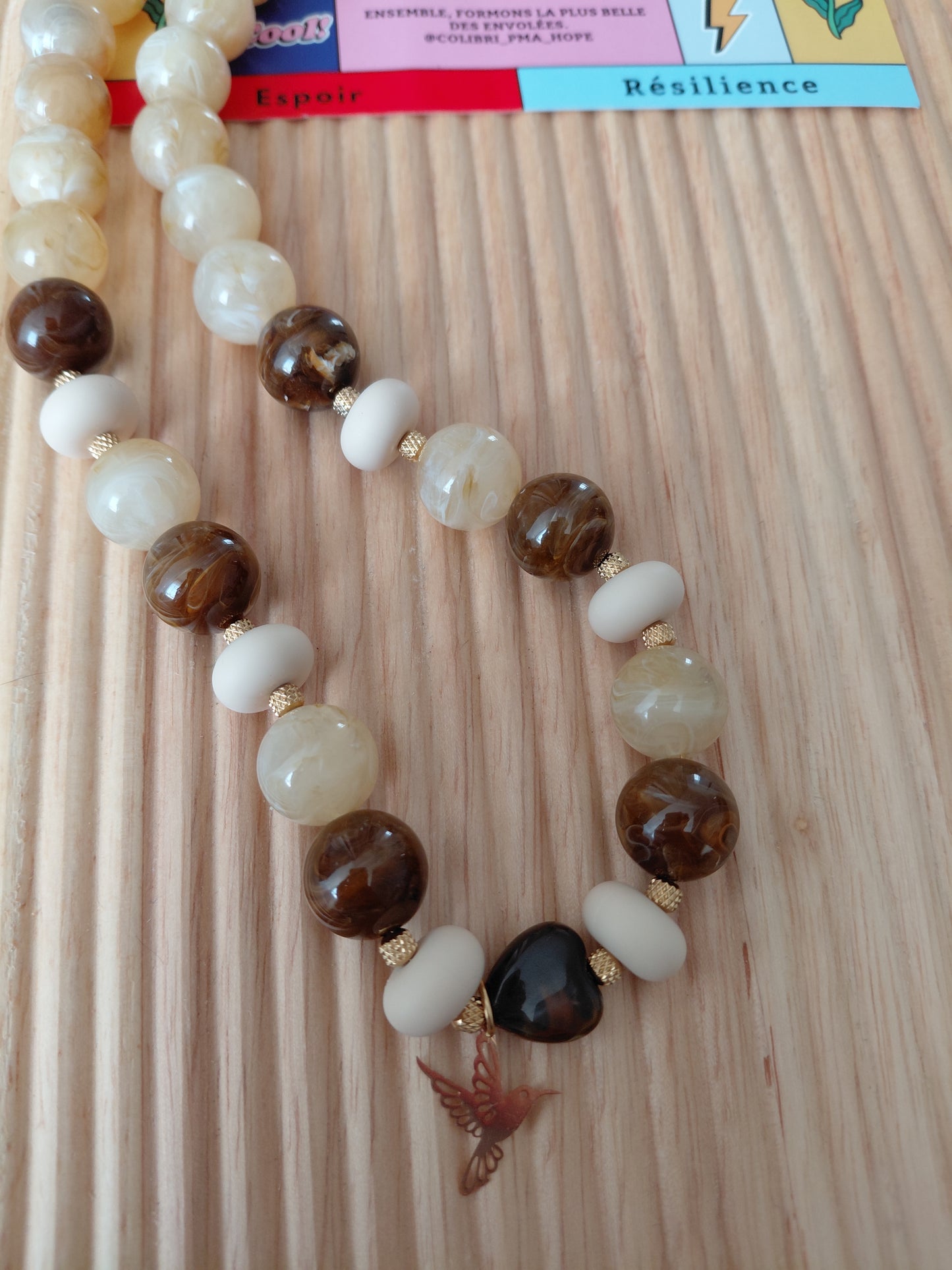 Collier Pop Love, Coeur Marron