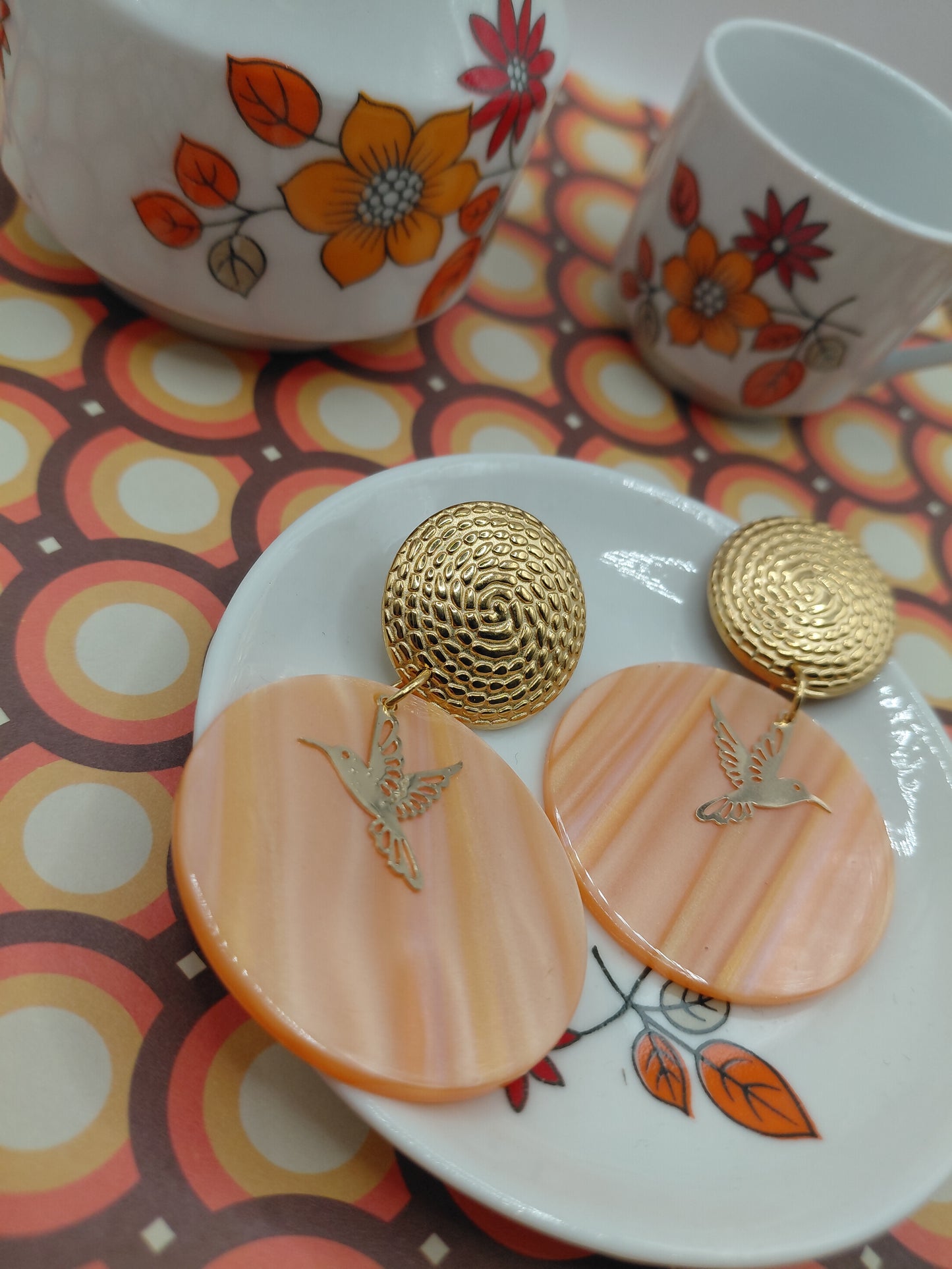 Boucles d'oreilles Pop Rétro orange