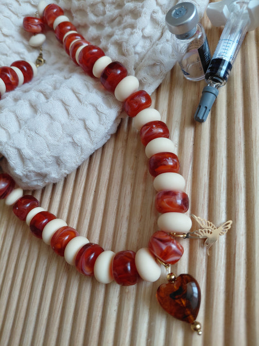 Collier Pop Love Rouge Marbré