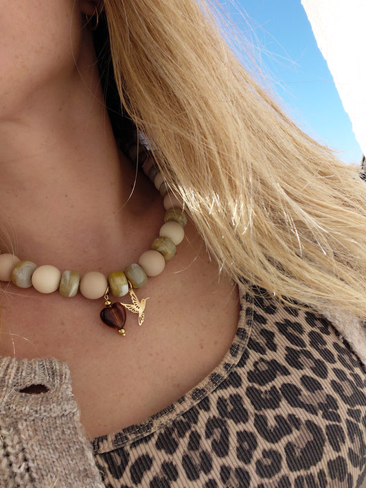 Collier Pop Love, Coeur Marron