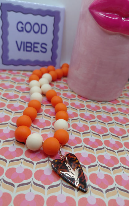 Collier Pop Love Orange rétro