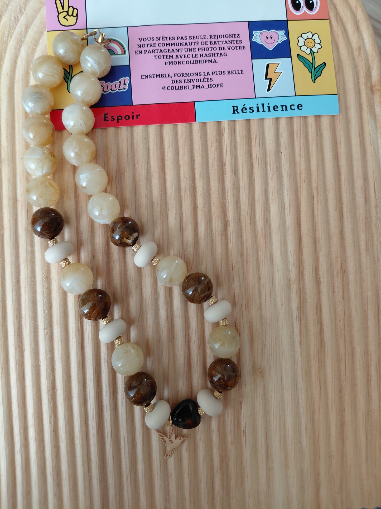 Collier Pop Love, Coeur Marron