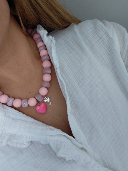 Collier Pop Love rose Bonbon