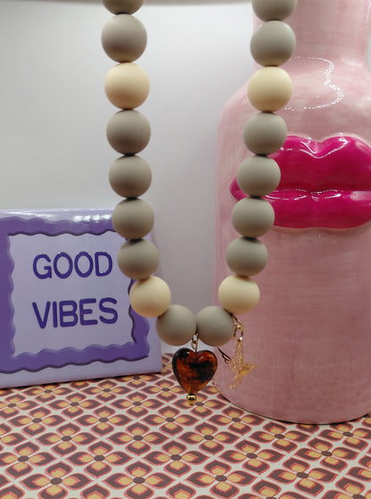 Collier Pop Love, Coeur Marron