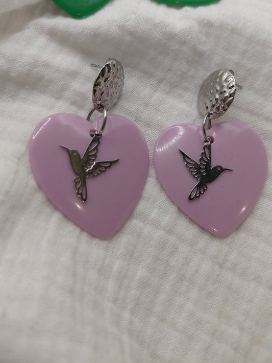 Boucles d'oreilles Pop Love ( Violet )