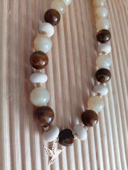 Collier Pop Love, Coeur Marron